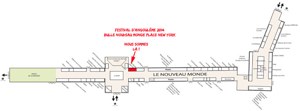 Plan de l'espace Nouveau Monde - festival d'Angoulme du 30 janvier au 2 fvrier 2014