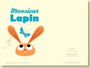 JUIN 2013 - Fond d'cran n1 : Monsieur Lapin - T2, La chasse aux papillons de Baptiste Amsallem et Loc Dauvillier / Jeunesse (Des ronds dans l'O - juin 2013)