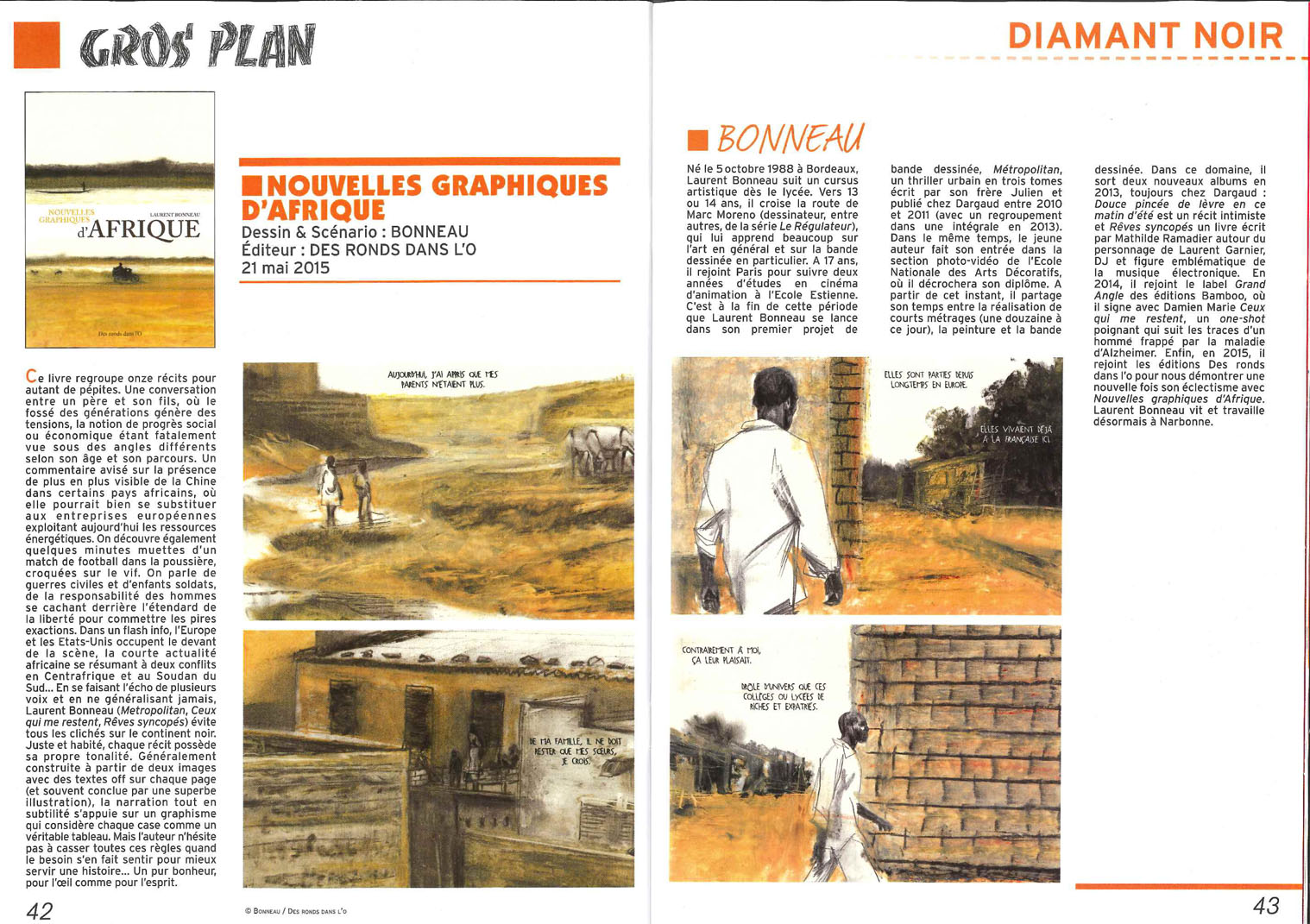 Nouvelles graphiques d'Afrique de Laurent Bonneau : revue de presse, extrait, auteur